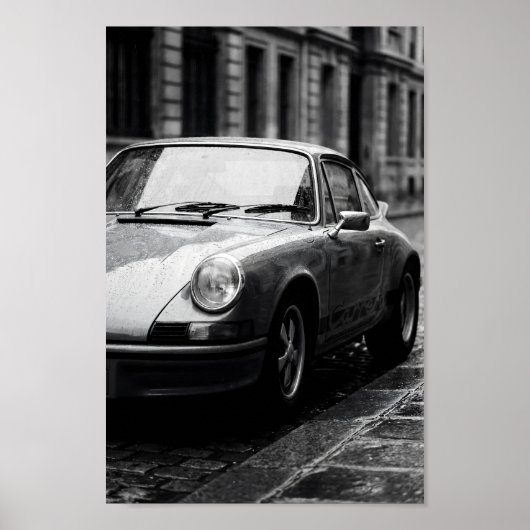 Poster Porsche 911 Classique rue pluvieuse (Devant)