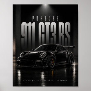 Poster Porsche 911 GT3 RS – Voiture de sport de luxe noir