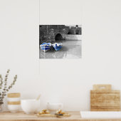Poster Port Blue boats B & W (Cuisine)