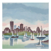 Poster Port de Boston | Aquarelle Boston Massachusetts (Devant)