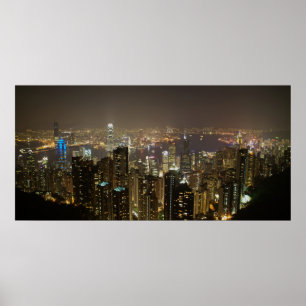 Poster Port de Hong Kong (scène nocturne)
