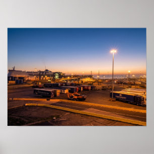 Poster Port de Hull Photo Maritime Industriel au Coucher