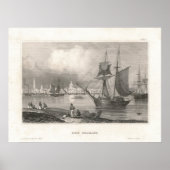 Poster Port de la Nouvelle-Orléans avec de grands navires (Devant)
