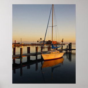 Poster Port de Rockport, Texas au coucher du soleil