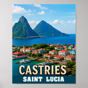 Poster Port des Caraïbes et paradis tropical de Castries