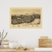 Poster Port Henry, NY Carte panoramique - 1889 (Cuisine)
