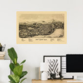 Poster Port Henry, NY Carte panoramique - 1889 (Bureau à domicile)
