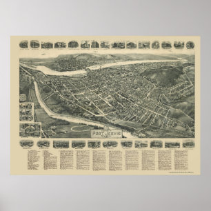 Poster Port Jervis, carte panoramique de NY - 1920