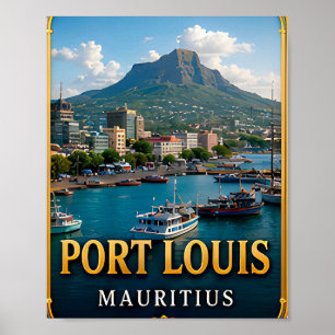 Poster Port-Louis Harbour et Vues d'Île Tropicale