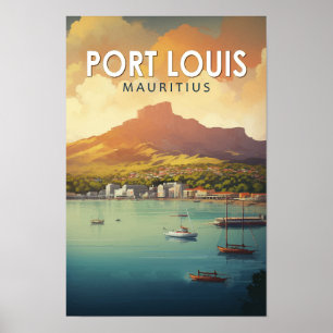 Poster Port Louis Maurice Travel Art Vintage