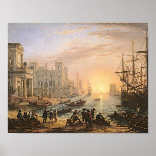 Poster Port maritime au coucher du soleil, 1639 (Devant)