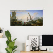 Poster Port maritime avec coucher de soleil (Bureau à domicile)