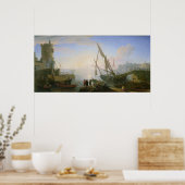 Poster Port maritime avec coucher de soleil (Cuisine)