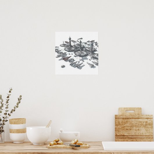 Poster Port spatial imaginatif (Cuisine)