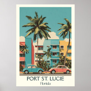 Poster Port St. Lucie Floride Vintage Town Travel Art