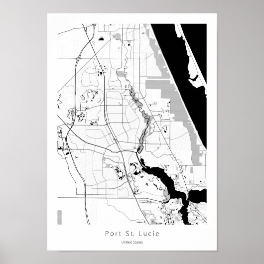 Poster Port St Saint Lucie Floride Moderne Simple Carte (Devant)