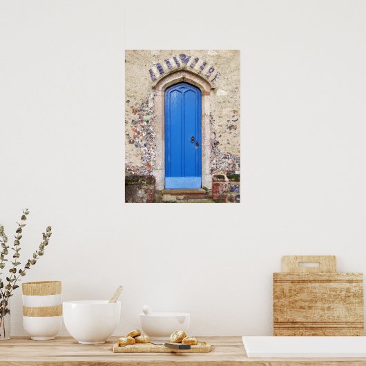 Poster Porte bleue ancienne (Cuisine)