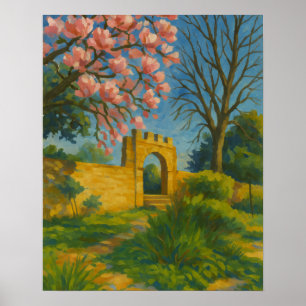 Poster Porte Blossom - Peinture Jardin Enchantée