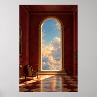 Poster Porte céleste dorée Art surréaliste