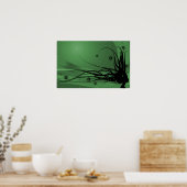 Poster Porte-cheveux sauvages - Silhouette - Noir & Vert (Cuisine)