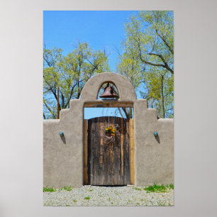 Poster Porte dans un mur en adobe, Nouveau-Mexique