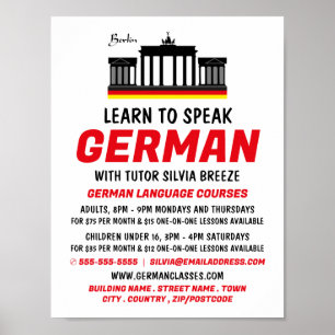 Poster Porte de Brandebourg, Cours d'allemand Advert