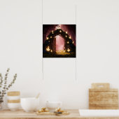 Poster Porte de cristal magique dans la forêt du crépuscu (Cuisine)