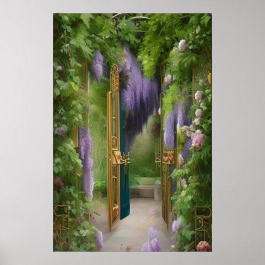 Poster Porte de jardin et Wisteria (Devant)