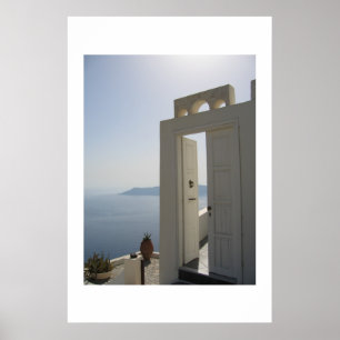 Poster Porte de la villa à Santorin