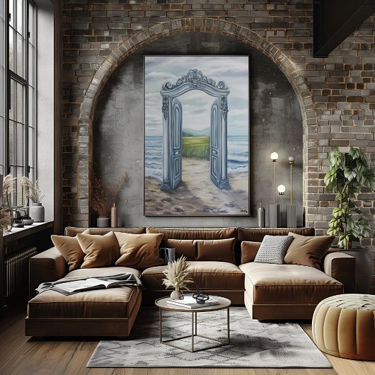 Poster Porte de rêve ornée à Pos de paysage mystique