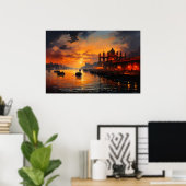 Poster Porte d'entrée dans la vieille ville en Inde peint (Bureau à domicile)