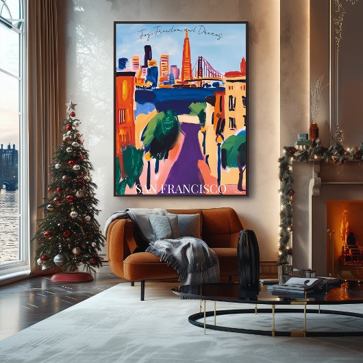 Poster Porte d'or de San Francisco et rues de Fauvist