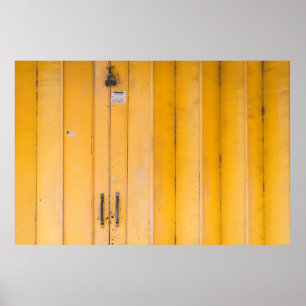 POSTER PORTE EN BOIS JAUNE FERMÉE AVEC PADLOCK