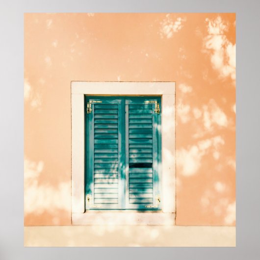 Poster Porte en bois vert fermé (Devant)