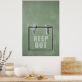 Poster Porte en métal vert, évitez (Cuisine)