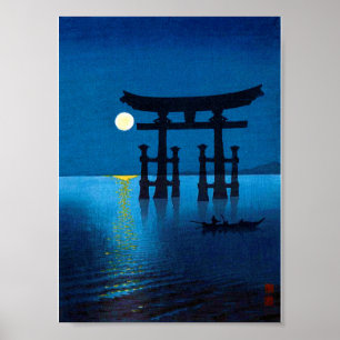 Poster Porte et Pleine lune de Torii, Koho Shoda, Bois