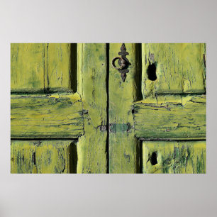 Poster Porte fermée en bois brun à deux panneaux