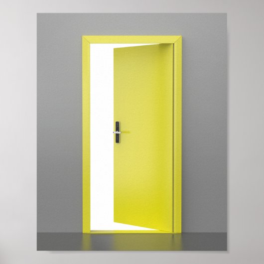 Poster Porte jaune ouverte avec serrure intelligente (Devant)