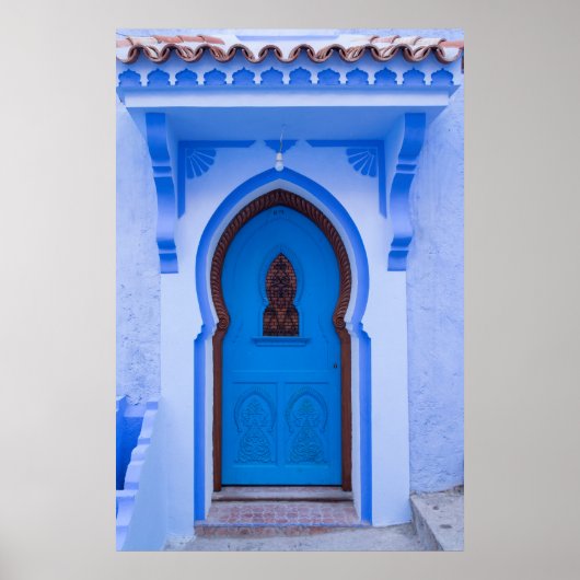 Poster Porte marocaine bleue (Devant)