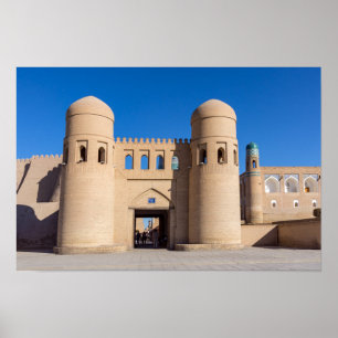 Poster Porte Ouest à deux tours - Khiva, Ouzbékistan