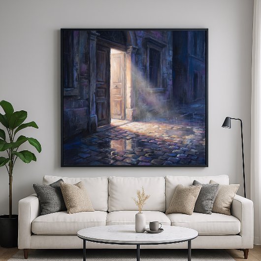 Poster Porte Ouverte - Peinture de Style Impressionniste
