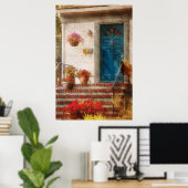 Poster Porte - Porte d'entrée bleue (Bureau à domicile)