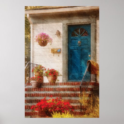 Poster Porte - Porte d'entrée bleue (Devant)