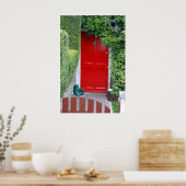 Poster Porte rouge avec bottes (Cuisine)