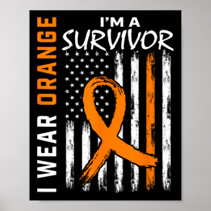 Poster Porter Orange Je suis un survivant Leucémie Cancer