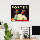 Poster Porter Orange LabelPorterville, CA (Bureau à domicile)