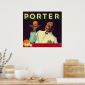 Poster Porter Orange LabelPorterville, CA (Cuisine)