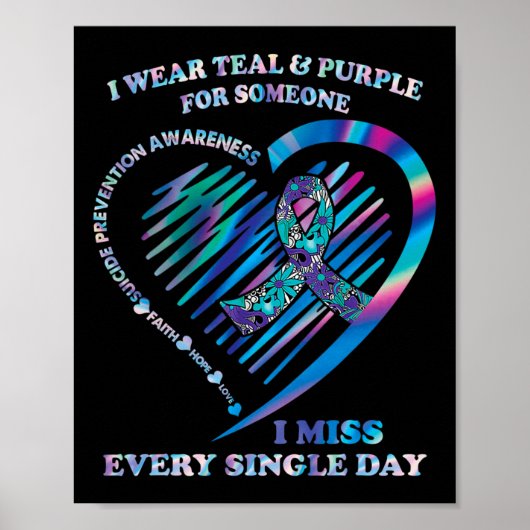 Poster Porter Turquoise Et Violet Coeur Prévention Suicid (Devant)