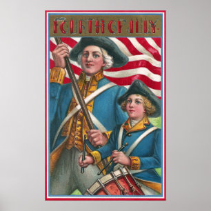 Poster Porteur de drapeau et garçon de batteur