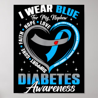 Poster Portez du bleu pour la sensibilisation au diabète